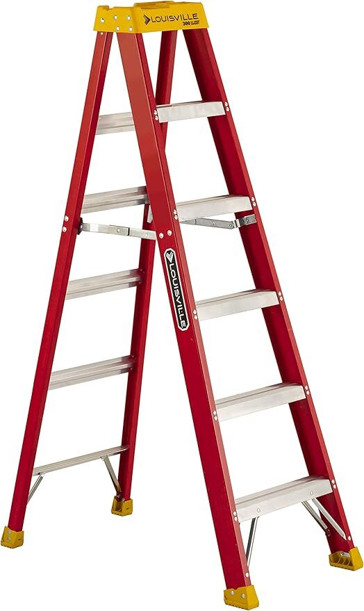 L-3016-06 Type IA Non-Conductive Weather Resistant Step Ladder, 6 ft H Ladder, 300 lb Load, 5 Steps, Fiberglass, A14.5
