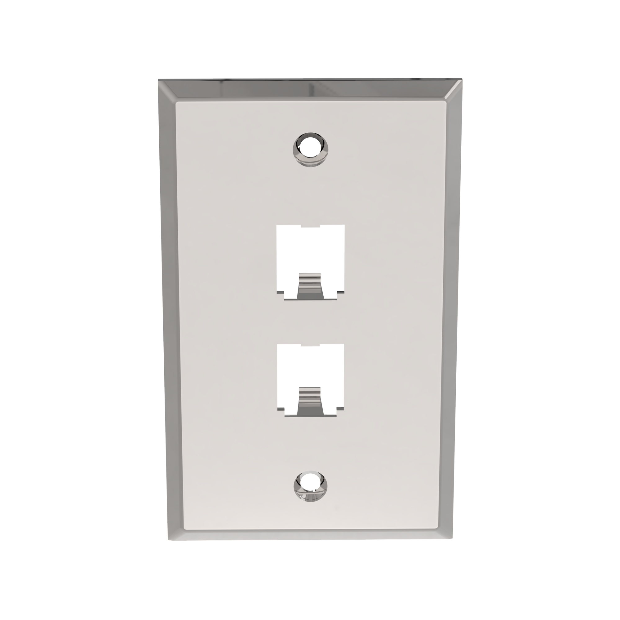 CFP2SY Mini-Com PanNet Flat Vertical Faceplate, 1 Gangs, 2 Ports, Mini-Com Module, Fastened Mount, Stainless Steel