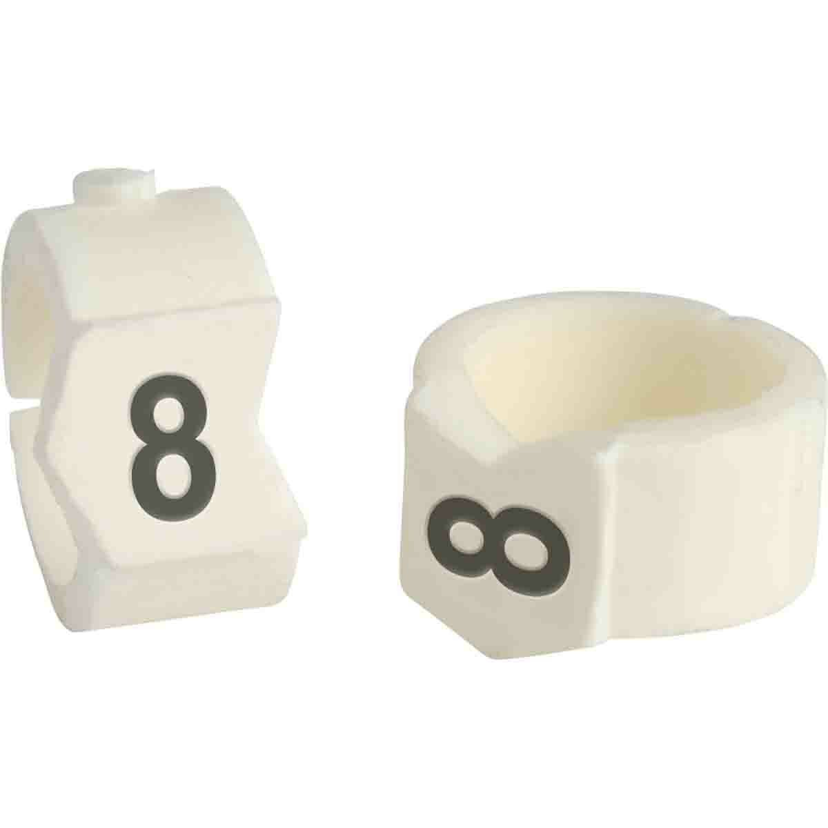 SCN36-8 Clip-Sleeve SCN Pre-Printed Wire Marker, 0.0362 to 0.413 in Wire, 8 Legend, Black on White Legend, White Marker, Nylon