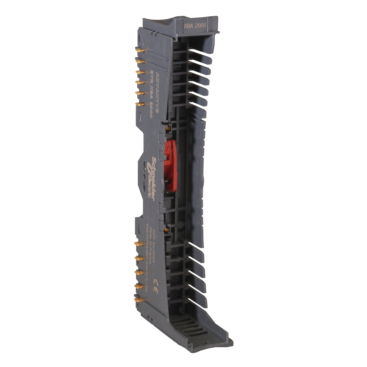 STBXBA2000 Modicon Mounting Base, For Use With Modicon STBACI0320, STBACI8320, STBACO0220, STBDAI5230, STBDAI5260, STBDAI7220, STBDAO5260, STBDAO8210, STBDRC3210 and STBXBE2100 I/O Module Internal Bus Extension