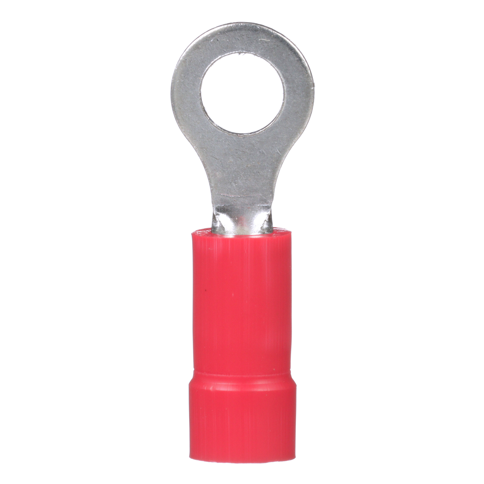 Pan-Term PV18-8R-CY Ring Terminal, Red, Vinyl, 16-22 AWG, #8 Stud, PK100