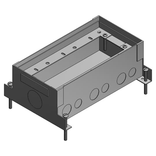 743D Steel City 740 Deep Flush Service Shallow Floor Box, Stamped Steel, 123 cu-in Capacity, 3 Gangs, (3) Outlets, (14) Knockouts, 10-1/2 in L x 5-1/2 in W x 3-5/8 in H