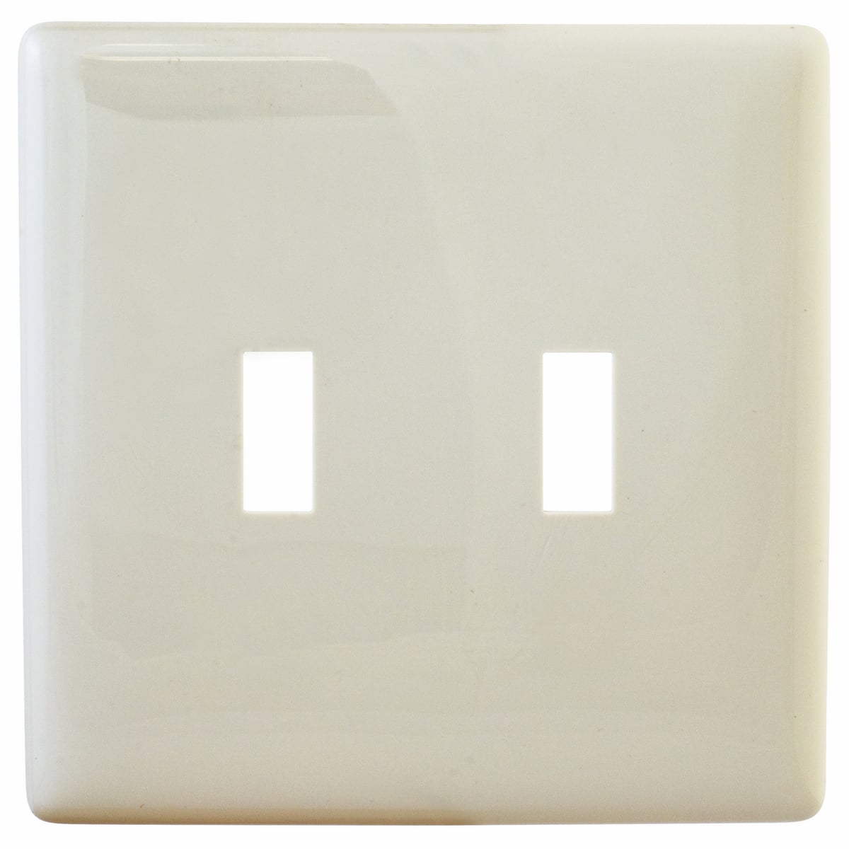 NPS2LA Screwless Standard Wall Plate, 2 Gangs, 4.81 in W x 4.75 in H, Nylon, Light Almond
