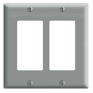 80409-GY Decora Standard Size Wall Plate, 2 Gangs, 4.56 in W x 4.5 in H, Thermoset, Gray