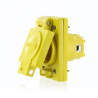 30 Amp, 125/250 Volt, NEMA L14-30, 3P, 4W, IP66 Rated Cover, Grounding, Corrosion Resistant, Wetguard, Single Locking Inlet, Yellow