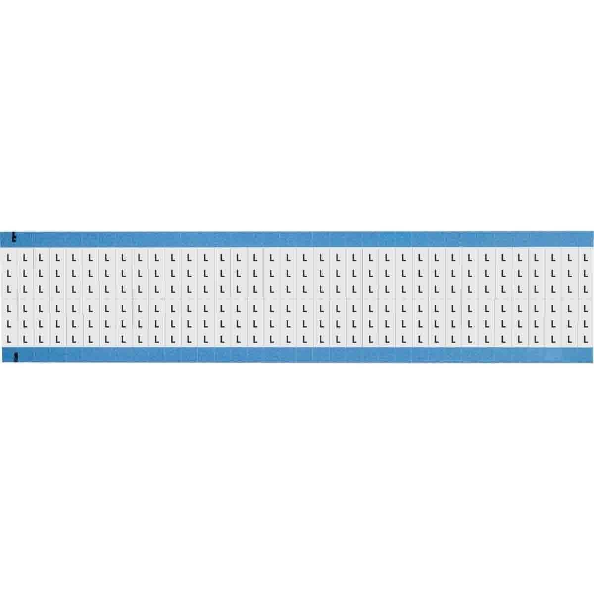 WM-L-SC-PK WM Series Card Mount Pre-Printed Solid Letter Wire Marker Card, 3/4 in L x 6.35 mm W, Black on White, B-500 Repositionable Vinyl Coated Fabric, 72 Markers per Card