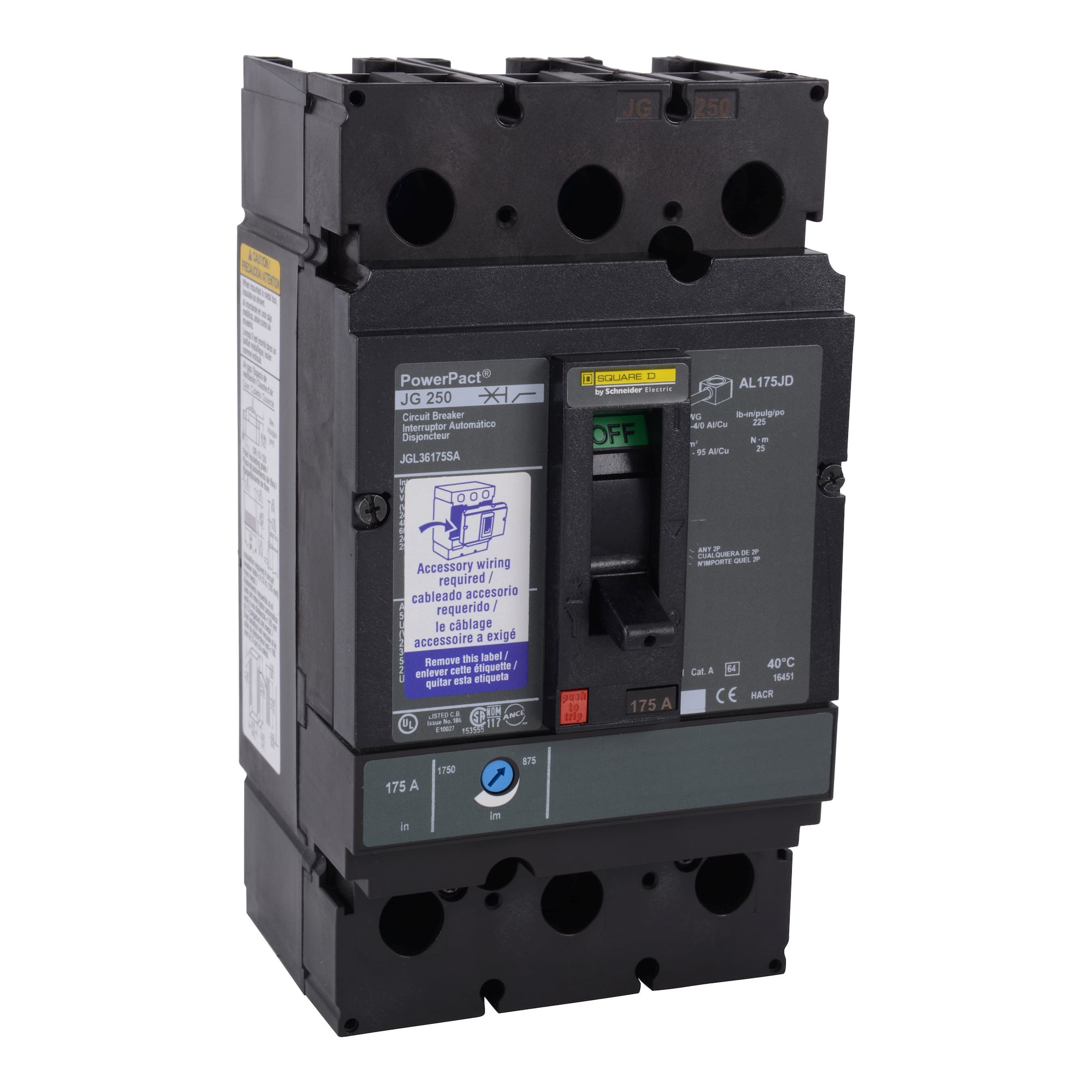 JGL36200LC Circuit Breaker, 600 V AC, 200 A, 20 to 65 kA interrupt, 3 poles, Thermal Magnetic trip