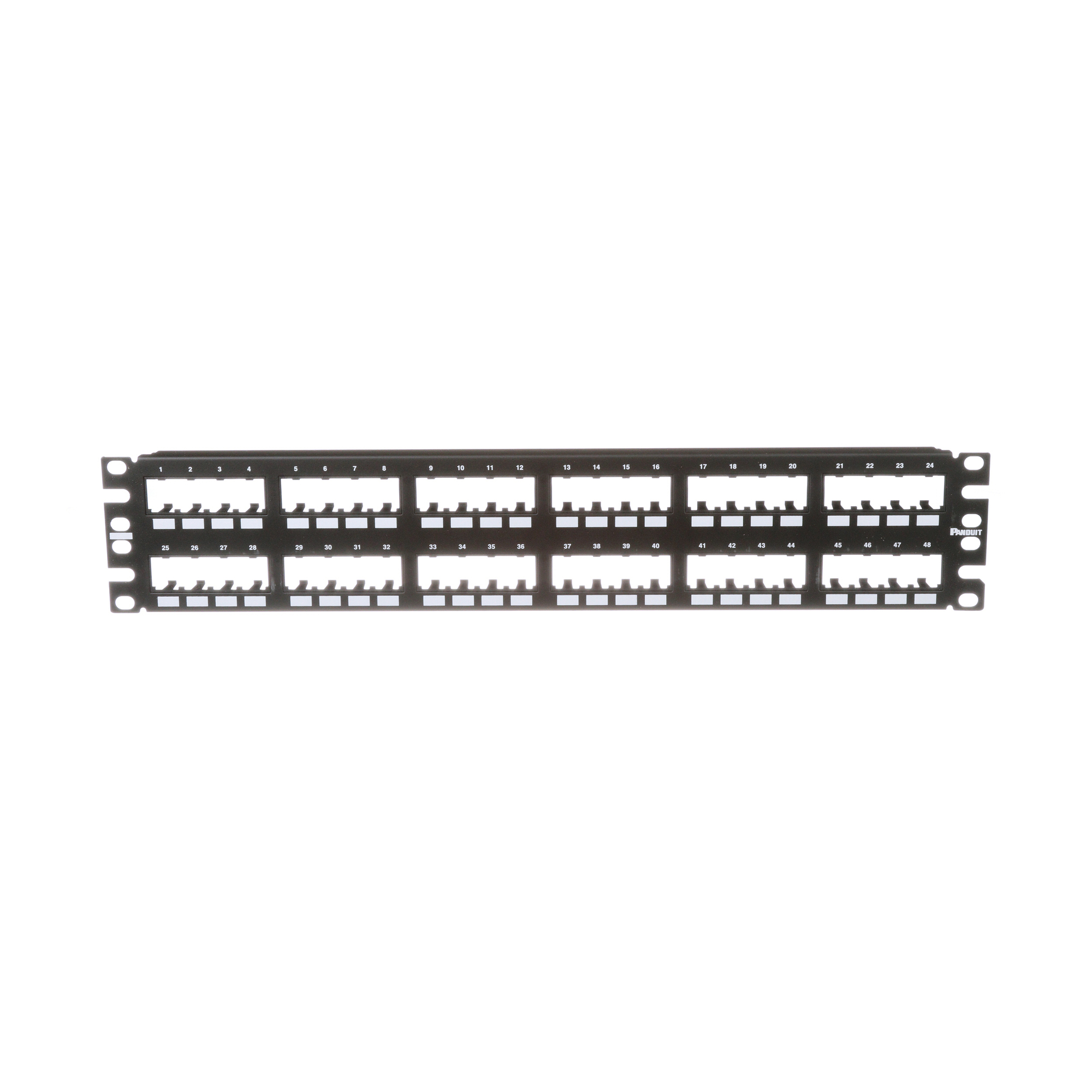 CPP48FMWBLY Mini-Com PanNet 2RU Flat Unshielded Modular Patch Panel, 48 Ports, Cold Rolled Steel