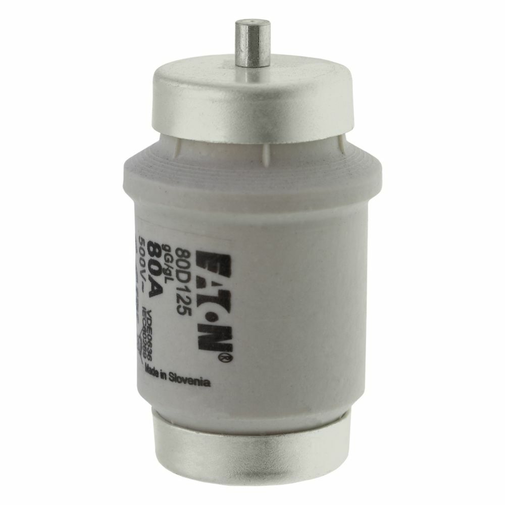 80D125 Type D Low Voltage Time Delay Fuse, 80 A, 500 V, 50 kA Interrupt, Class: GL/GG/C, Cartridge Body