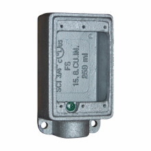 FSM2 Condulet Shallow Device Box With Mounting Lug And Ground Screw, 3/4 in Trade, 1 Gang, Malleable Iron, Electro-Plated Zinc