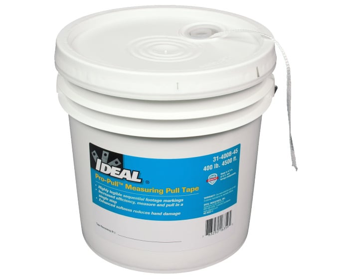 31-400B-45 Pro-Pull Stranded Measuring Pull Tape, 400 lb Tensile Strength, 4500 ft L x 1/4 in W, Polyester Fiber