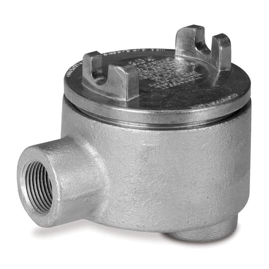 GUAB26-TB T&B Explosionproof Conduit Outlet Box With Internal Grounding Screw, Die-Cast Aluminum Cover, O-Ring Gasket, 3/4 in, 13.5 cu-in Capacity, Zinc Plated