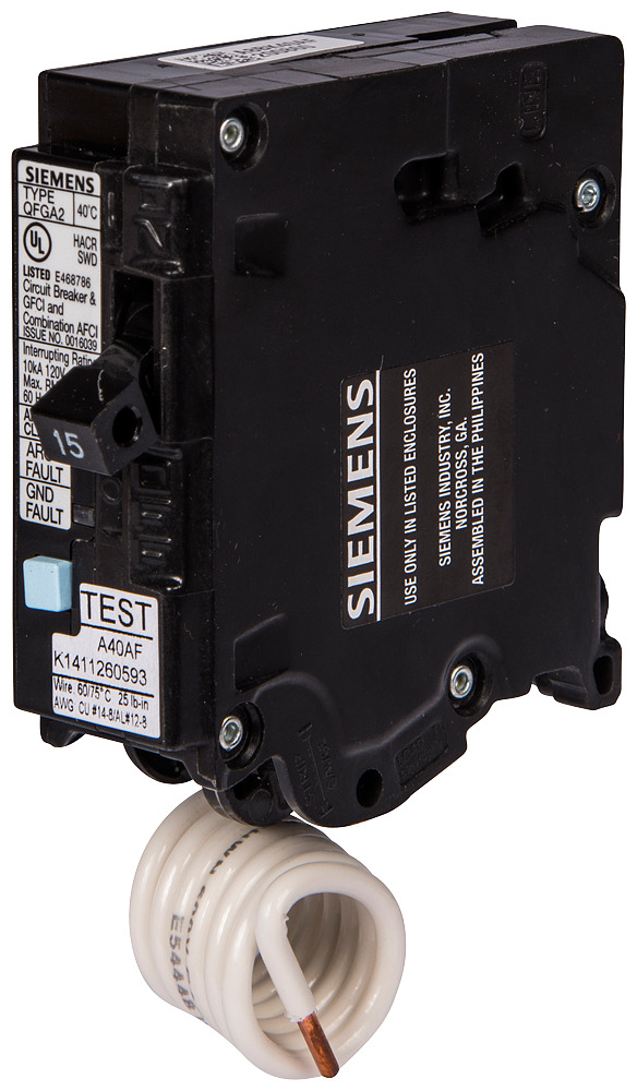 Q220AFC Type QAF2 Combination Arc Fault Circuit Breaker, 120/240 V AC, 20 A, 10 kA Interrupt, 2 Poles, Thermal Magnetic Trip