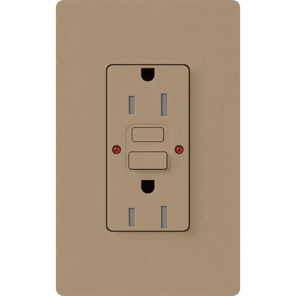 SCR-15-GFST-MS Claro Designer Style Self-Testing Tamper-Resistant GFCI Receptacle, 125 VAC, 15 A, Natural White