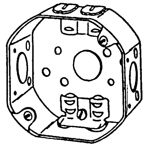 561N Octagon Box, Steel, 15.5 cu-in Capacity, 7 Outlets, 7 Knockouts, 1-1/2 in D