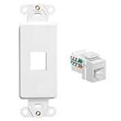 41640-W Decora Black Insert With Kitted Cat 5e Home Connector, 1 Port