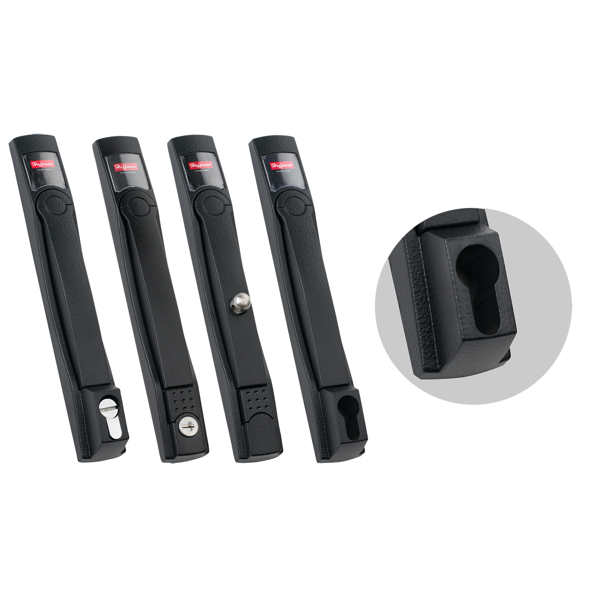 PFHDBL ProLine P20 DIN Profile Flush Swing Handle, For Use With ProLine Modular Enclosure Doors, Steel, Black