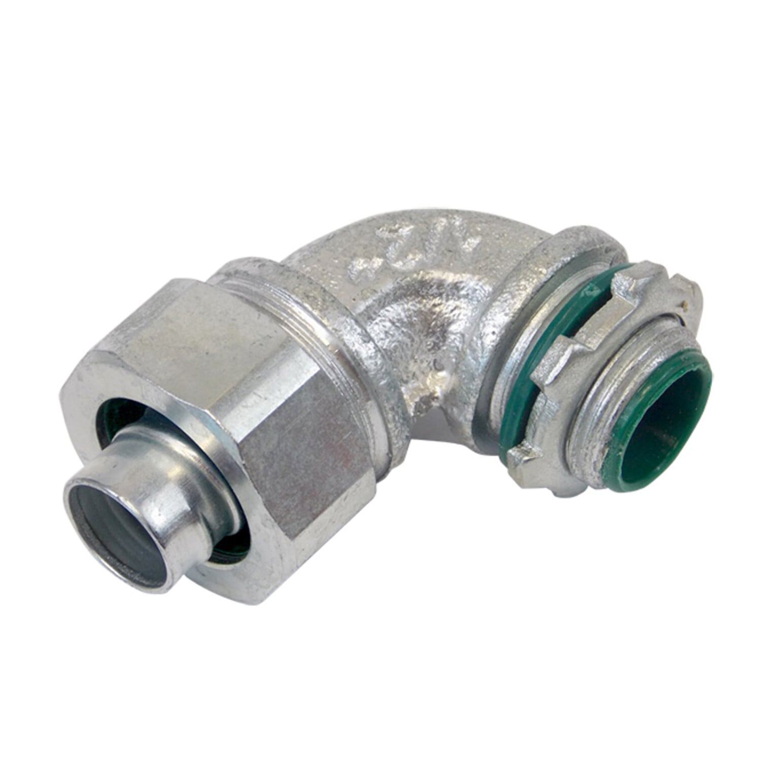 LT30090-ICKON Liquid Tight Connector With Insulated Throat, 3 in Trade, 90 deg, Malleable Iron, Zinc Plated