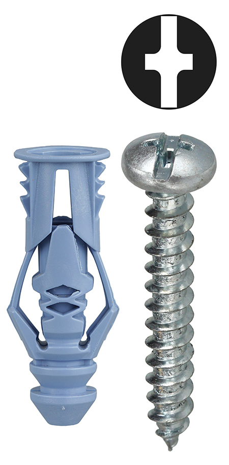 TG10KTP Hollow Triple Grip Wall Anchor Kit, 201 Pieces, Nylon