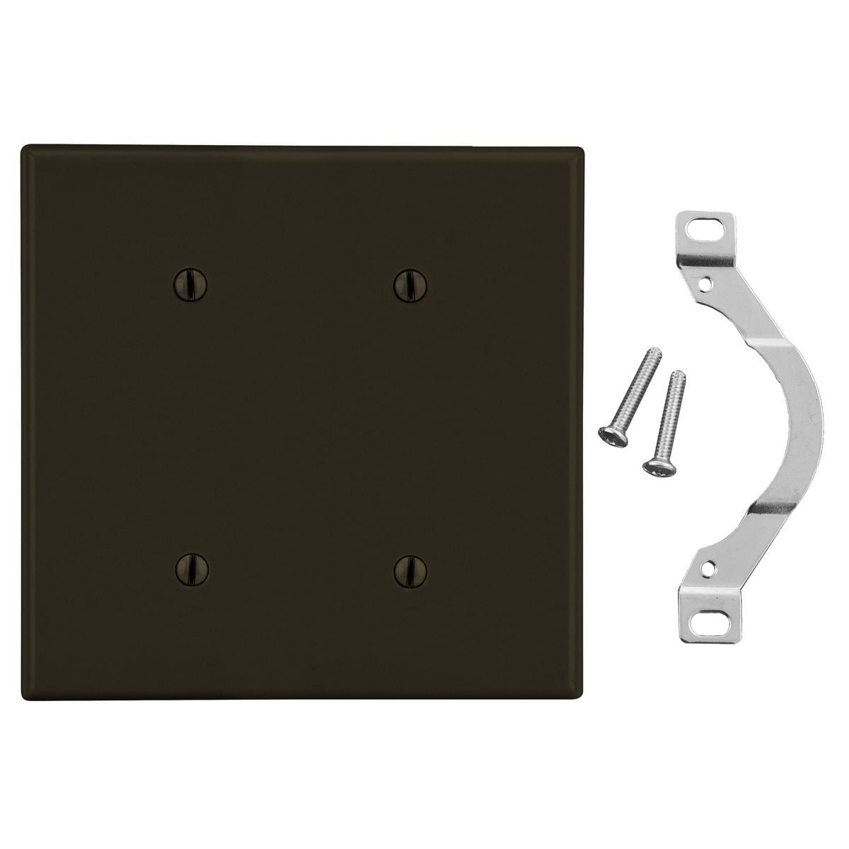P24 Non-Metallic Standard Blank Wall Plate, 2 Gangs, 4.69 in W x 4.63 in H, Polycarbonate Thermoplastic, Brown