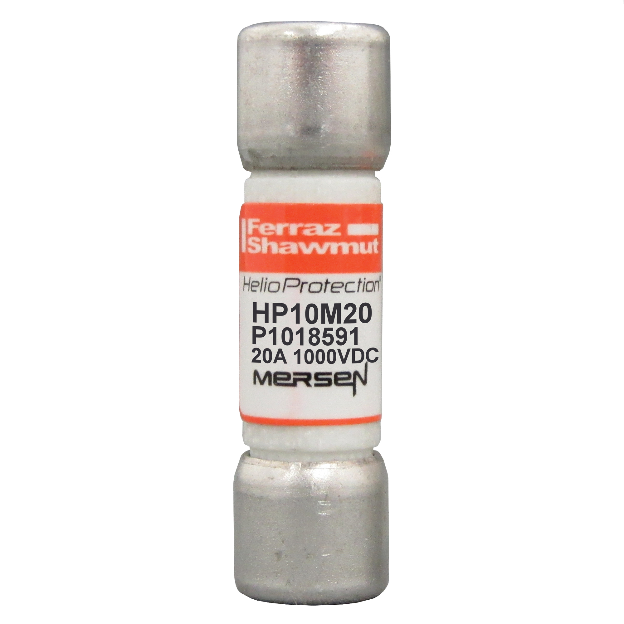 HP10M20 HeliProtection Type gPV Fast Acting Photovoltaic Fuse, 20 A, 1 kV DC, 10 kA, Class Midget, Cylindrical/Microfuse Body