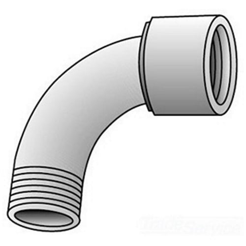 9-100 Type 9 Bushed Male to Female Short Conduit Elbow, 1 in Trade, 90 deg, Malleable Iron, Electroplated Zinc