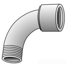 OZ-Gedney Type 9 90 DEG Bushed Conduit Elbow, Malleable Iron, Finish: Zinc Electroplated, Trade Size: 1 IN, Connection: FNPT X MNPS, Dimension A: 2-1/2 IN, Dimension B: 2-1/2 IN, 13/16 IN Thread Length, Third Party Certification: UL File Number E-11