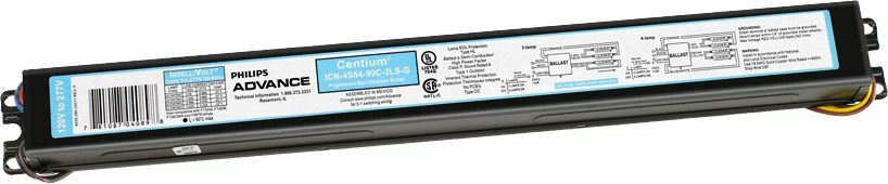 HCN4S5490C2LSG35I Electronic Fluorescent Ballast, Programmed, High, 2 Lamps, 50/60 Hz, 347-480V, 54W