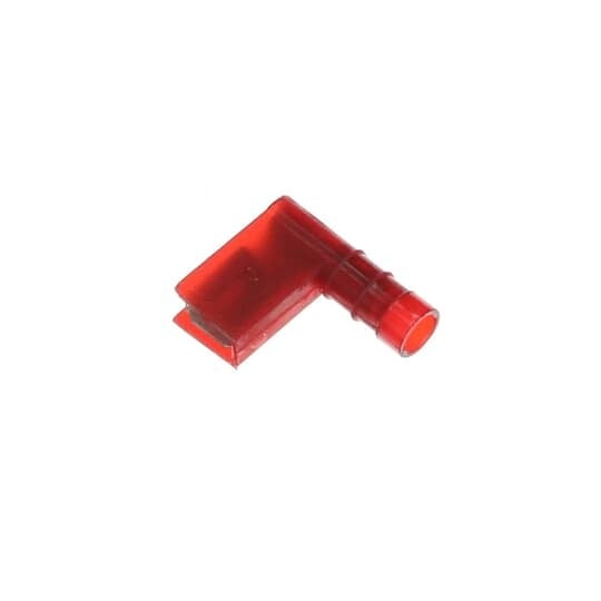 RA18-250A Sta-Kon 90 deg Flag Open Top Female Disconnect, 22 to 18 AWG Conductor, 0.25 in W x 0.032 in THK Tab, Brazed Seam Barrel, Brass, Red, Insulated