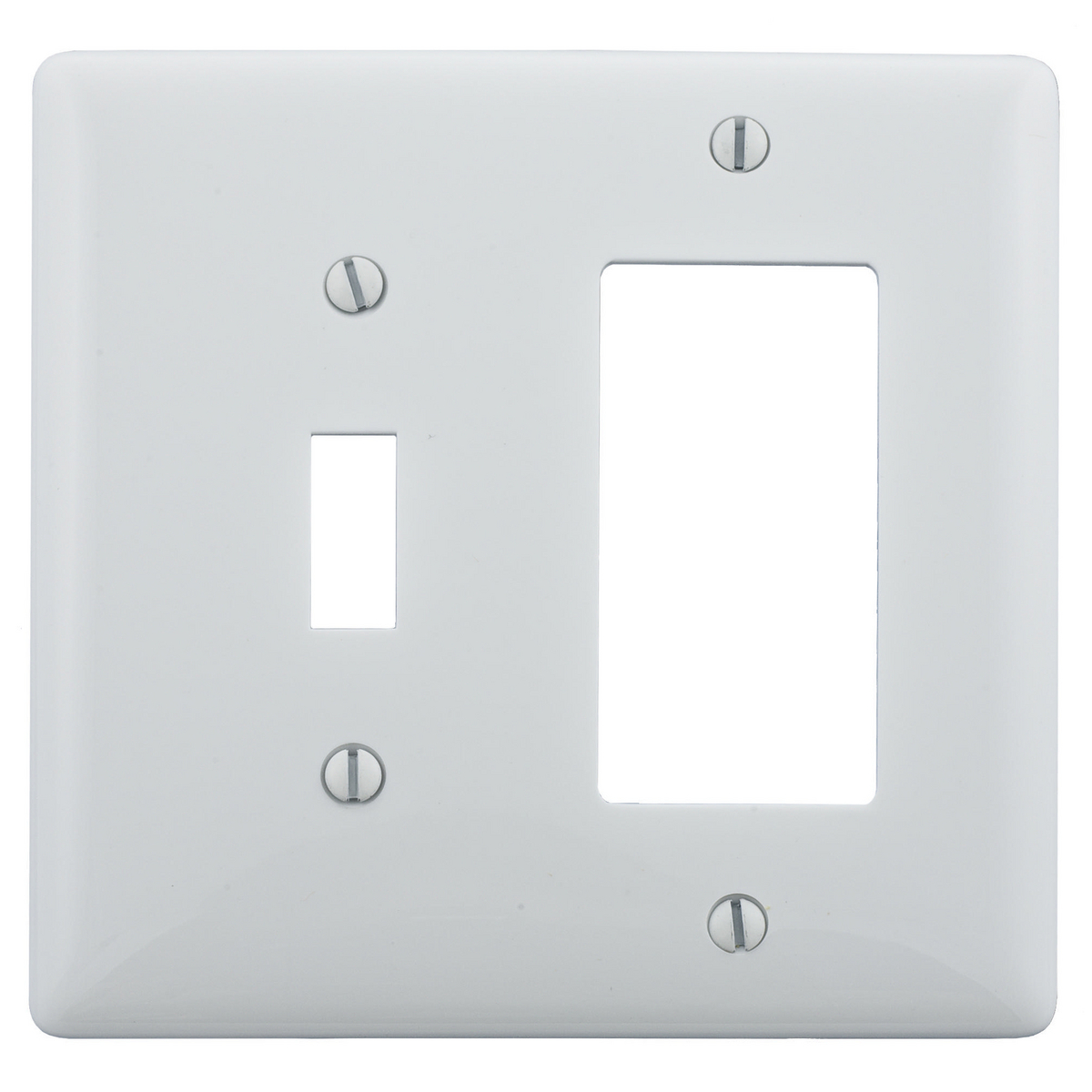NPJ126W Mid Sized Combination Wall Plate, 2 Gangs, 4.94 in W x 4.88 in H, Nylon, White