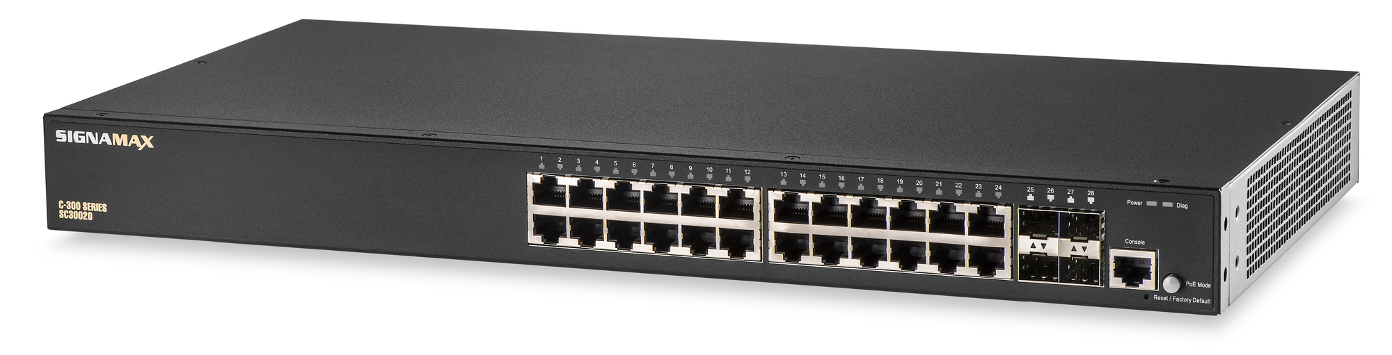 C-300 24 Port Gigabit PoE+ Full Power Managed Switch with 4 SFP Ports