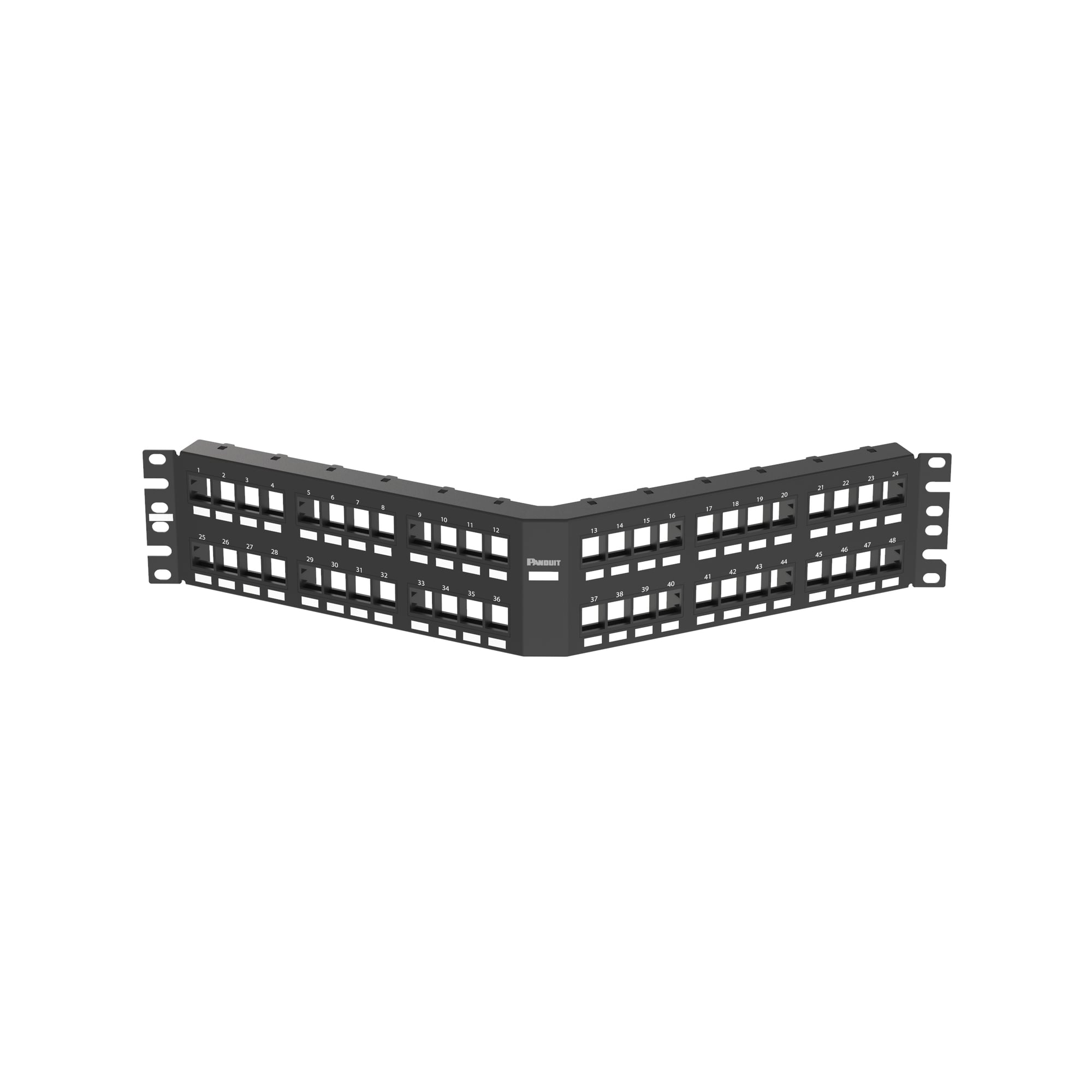 NKPPA48FMY NetKey 2RU Angled Keystone Unshielded Modular Patch Panel, 48 Ports, Cold Rolled Steel