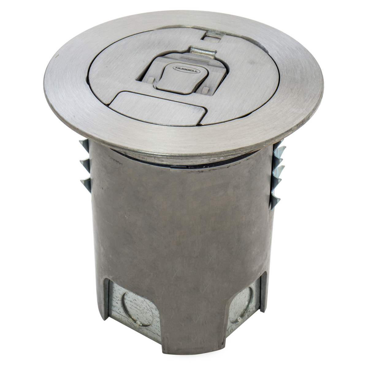 AFBS1R4ALU Raised Access Standard Floor Box With Brushed Aluminum Cover, Composite, 5 Knockouts, 5.65 in H