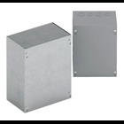 Type 1 junction boxes, 10" height, 4" length, 8" width, NEMA 1, Screw cover, SC NK enclosure, Surface mounted, Small single door, No knockout, Thru holes, Carbon steel