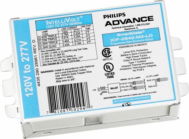 ICF2S42M2LD35M Centium Electronic Compact Fluorescent Ballast, Programmed, High, 2 Lamps, 50-60 Hz, 120-277V, 42W
