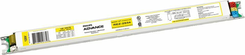 REZ2S5435M Powerline Electronic Fluorescent Dimming Ballast, Programmed, High, 2 Lamps, 60, 120V, 54W