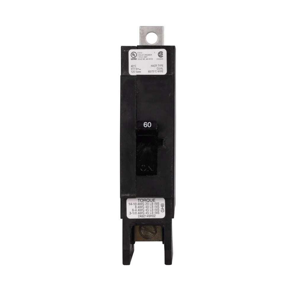 GB1050 C Series Molded Case Circuit Breaker, 120 VAC/125 VDC, 50 A, 65 kA Interrupt, 1 Pole, Thermal Magnetic Trip