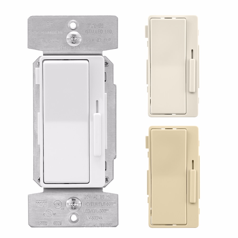 DUL06P-C2 Universal Decorator Dimmer Switch With Preset, 120 V AC, 1 Poles, Ivory/Light Almond/White
