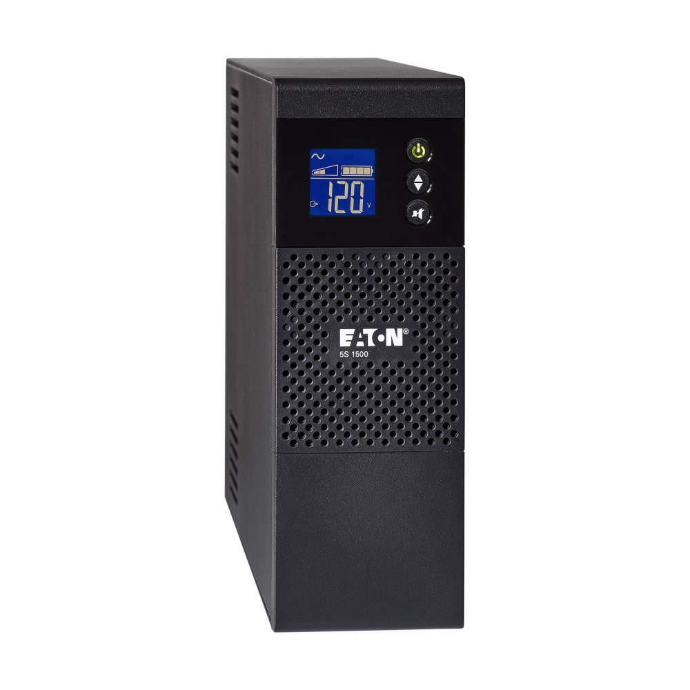 5S1500LCD 5S Series Uninterruptible Power Supply, 93 to 138 V AC Input, 100/120/127 VAC Output, 900 W Power Rating, 10 Outlets