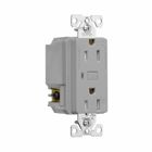 Eaton Wi-Fi smart duplex receptacle, Tamper Resistant Receptacle, Split control, duplex, 15A, Residential, 120V, Back and side wire, Push button, 60 Hz, Gray, 5-15R, Two-pole, Three-wire, grounding, Decorator, WiFi