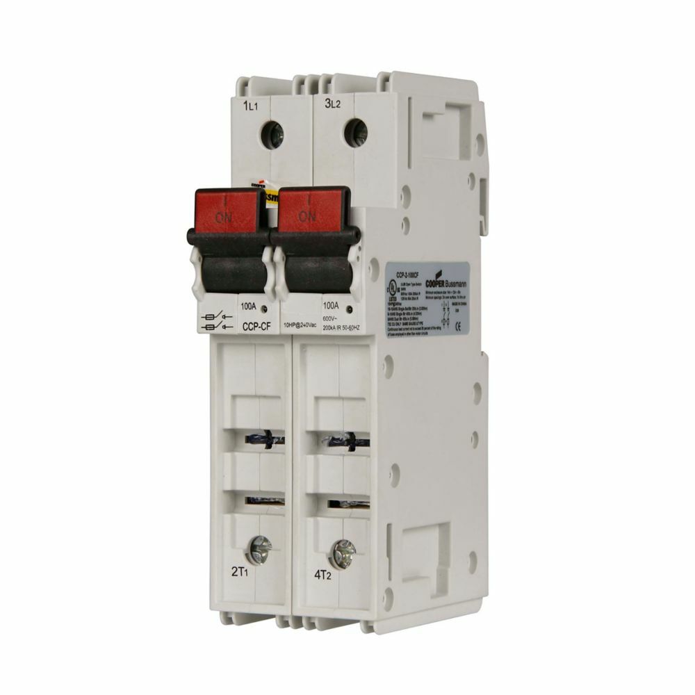 CCP-2-100CF CUBEFuse Fusible Disconnect Compact Circuit Protector, 600 VAC/125 VDC, 100 A, 2 Poles, Class CF Fuse, 18 to 6 AWG Wire