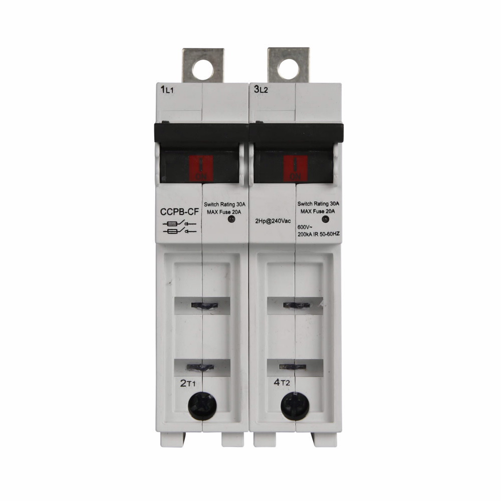 CCPB-2-15CF CUBEFuse Compact Finger Safe Circuit Protector Base, 600 V AC, 15 A, 2 Poles, Class CF Fuse