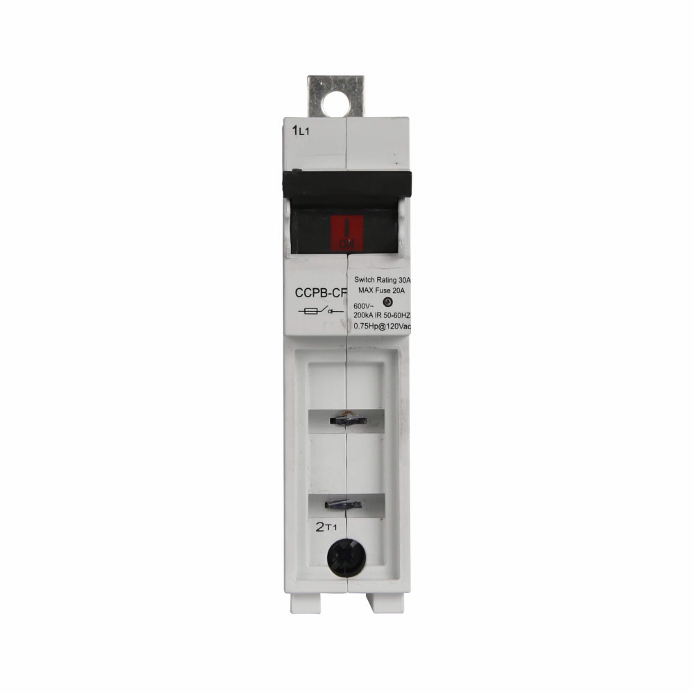 CCPB-1-50CF CUBEFuse Finger Safe Fusible Disconnect Lock-On Provision Compact Circuit Protector Base, 600 VAC, 50 A, 1 Poles, Class CF Fuse, 18 to 4 AWG Wire
