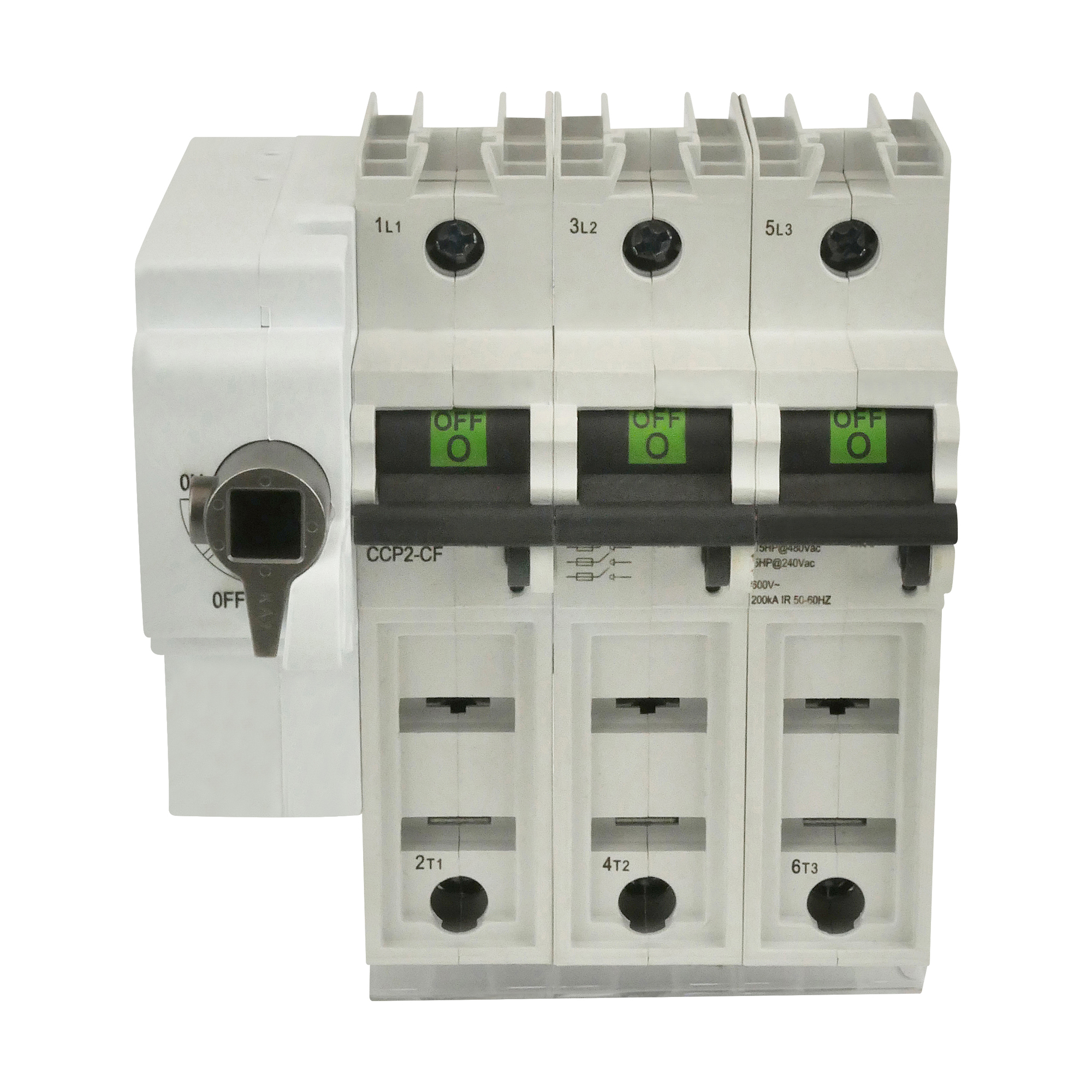 CCP2RL-2-30CF Compact Fused Finger Safe Lock-On provision Circuit Protector Disconnect Switch, 600 V AC/125 V DC, 225 A, 2 Poles, Class CF Fuse