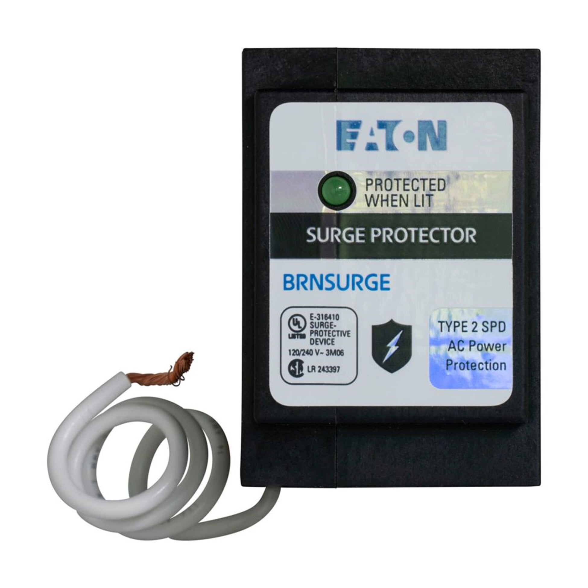 BRNSURGE Circuit breaker surge protective device, 50 to 60 Hz, 2 Poles, 10 kA SCCR, Single Split-Phase Phase