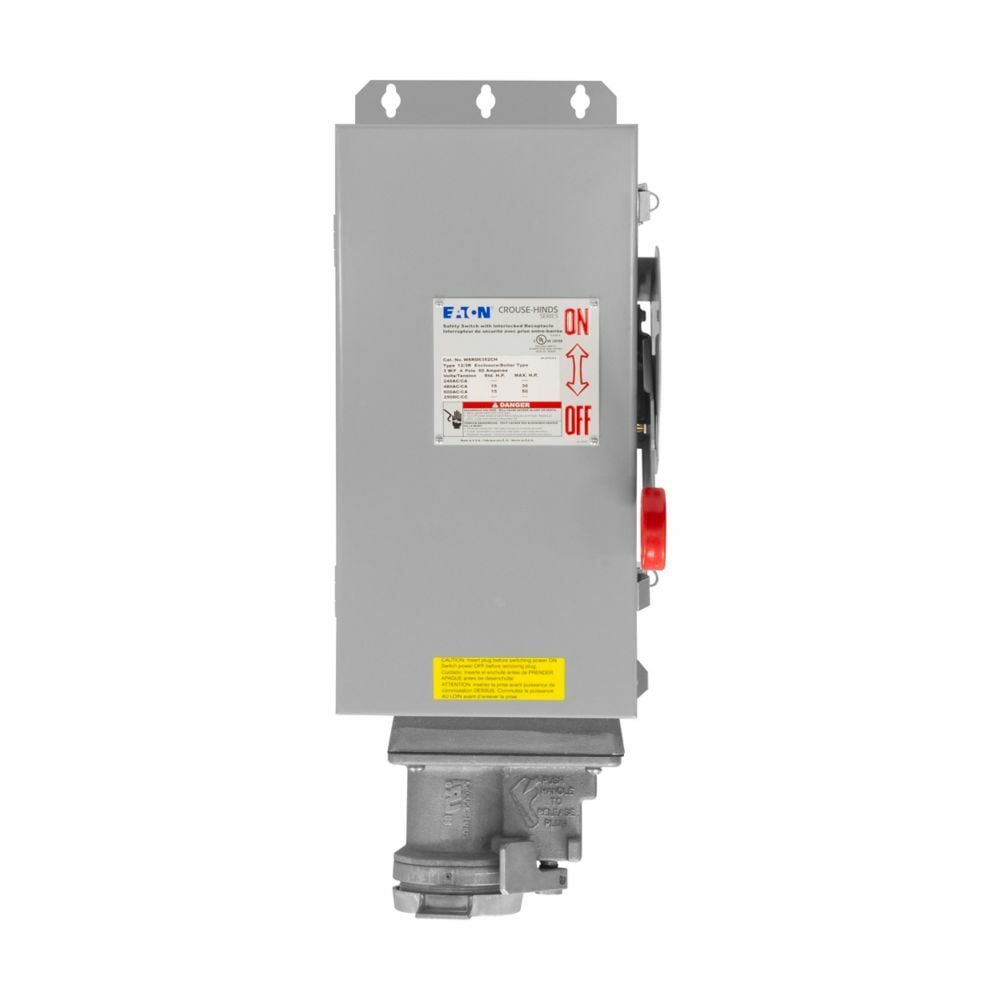 WSRD103542CH-S901 Arktite Grounding Style 2 Non-Fusible Interlocked Receptacle With Enclosed Safety Disconnect Switch, Solid Door, 480/600 VAC, 100 A, 4 Poles, 3 Wires, Gray/Natural