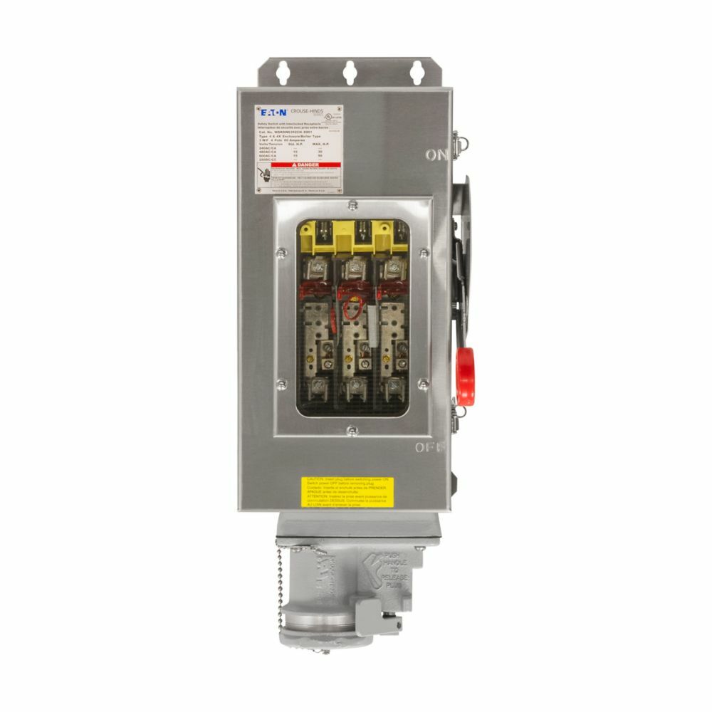 WSRDW33542CH-S901 Arktite Grounding Style 2 Non-Fusible Interlocked Receptacle With Enclosed Disconnect Switch, Windowed Door, 480/600 VAC, 30 A, 4 Poles, 3 Wires, Gray/Natural