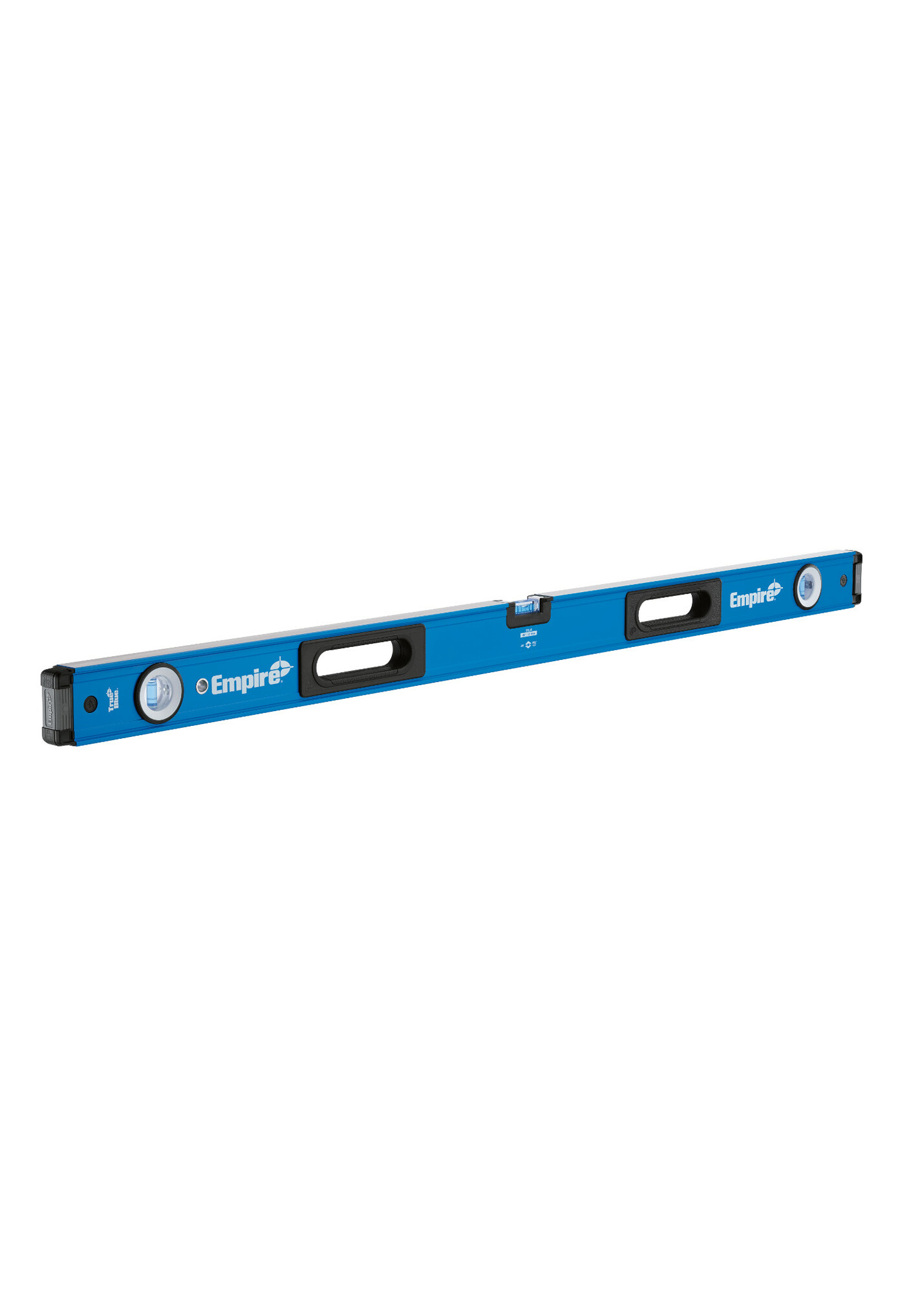 E75.48 Empire True Blue E75 Box Level, 48 in L, 3 Vials, Aluminum, (1) Level/(2) Plumb Vial Position, 0.0005 in/in Accuracy