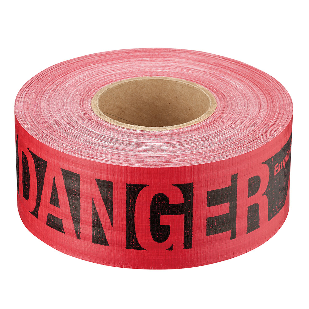 76-0604 Reinforced Barricade Tape, Red, 500 ft L 3 in W, Danger/Peligro Legend, Plastic