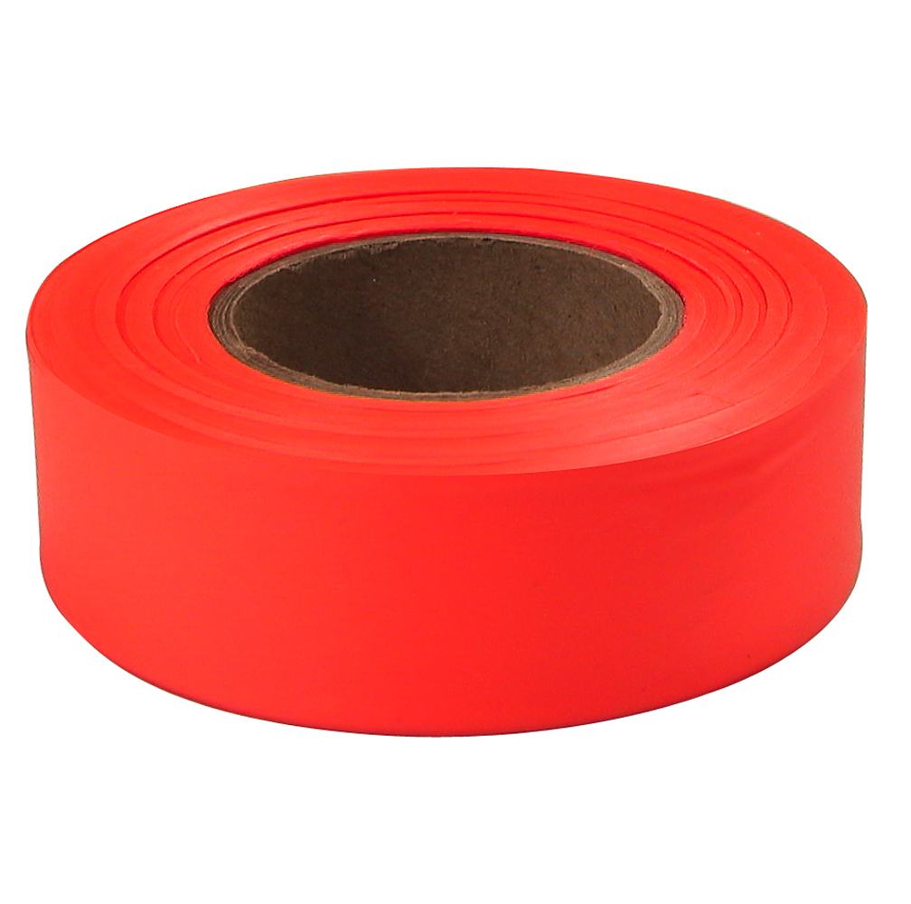 77-002 Flagging Tape, Orange, 200 ft L 1 in W, Plastic